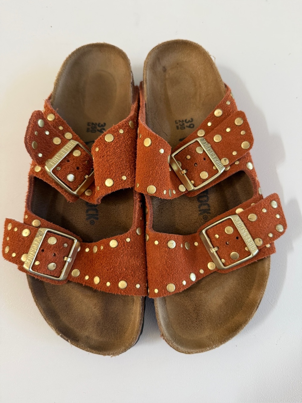 BIRKENSTOCK Arizona Rivets Suede Leather Slides Shoes Sandals  39/8-8.5
